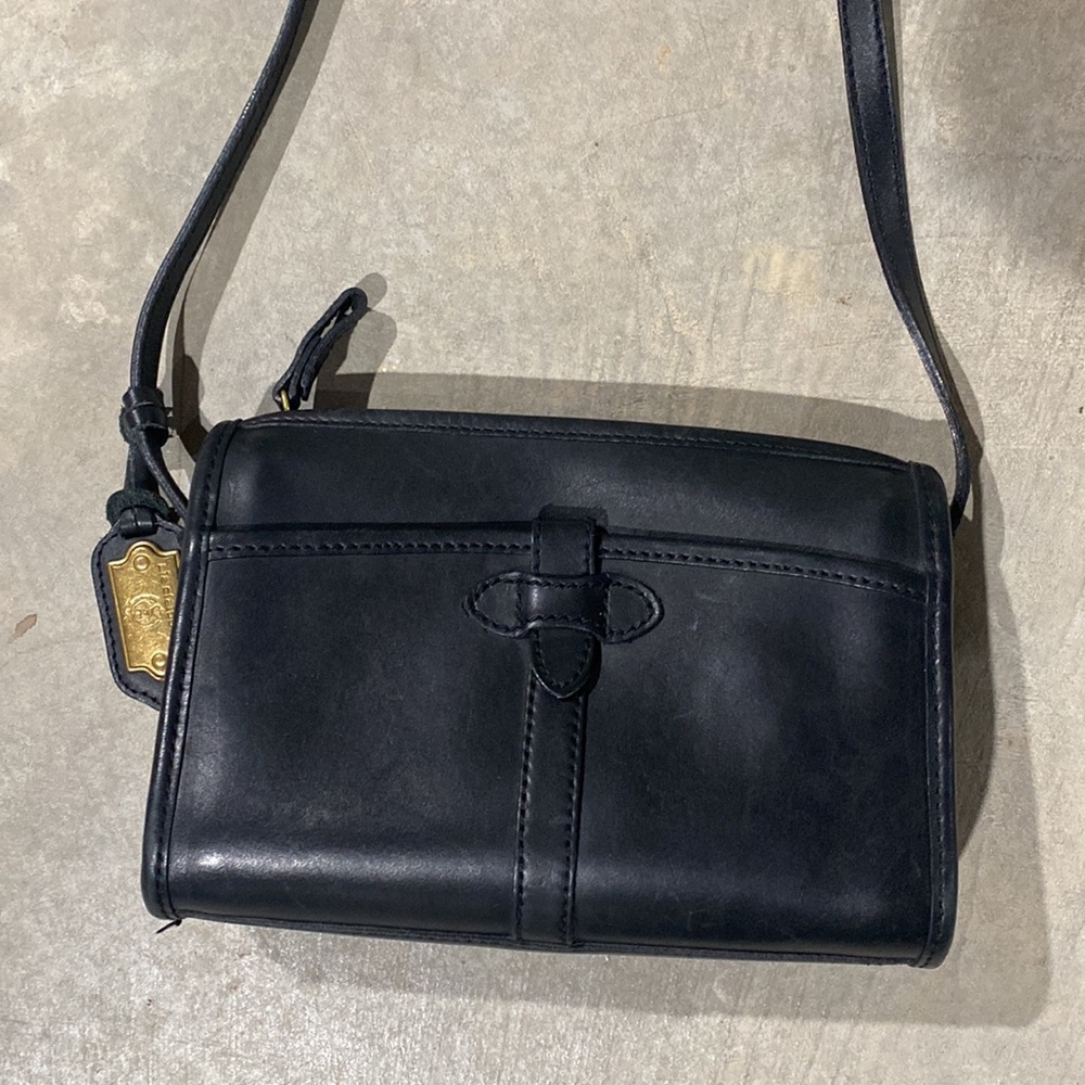 Womens vintage Liz Claiborne leather messenger bag shoulder bag black Y2K - Picture 9 of 10
